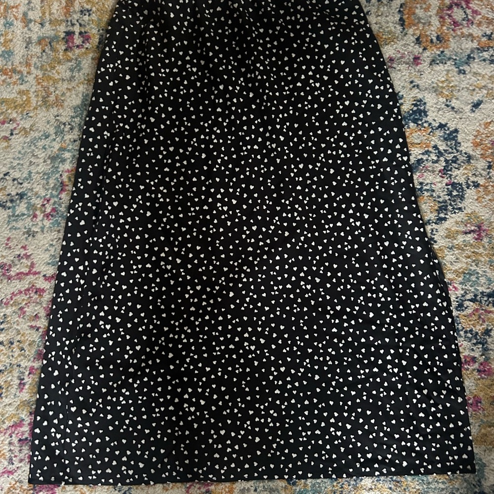 a new day Black Skirt with White Heart Pattern